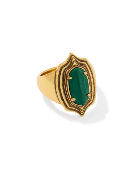 Elyse Stepped Frame Vintage Gold Cocktail Ring
