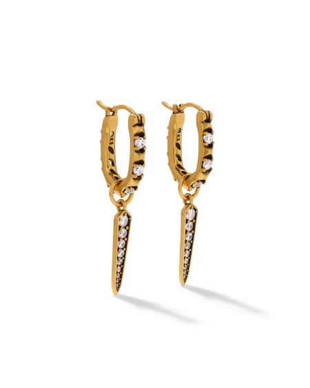 Fate Vintage Gold Charm Huggie Earrings