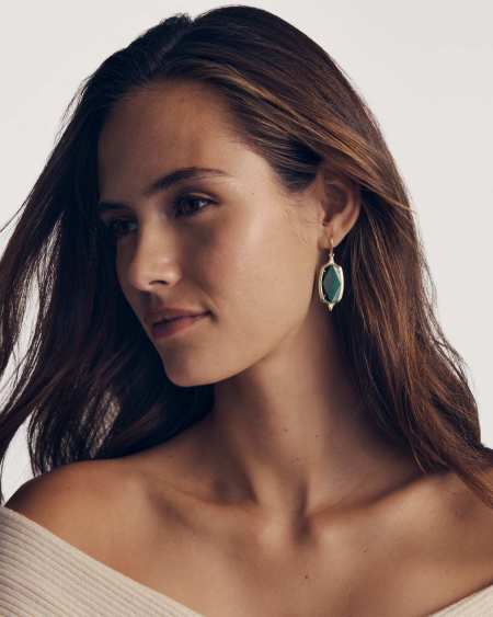 Dani Stepped Frame Vintage Gold Drop Earrings