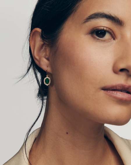 Daphne Crystal Frame Gold Drop Earrings