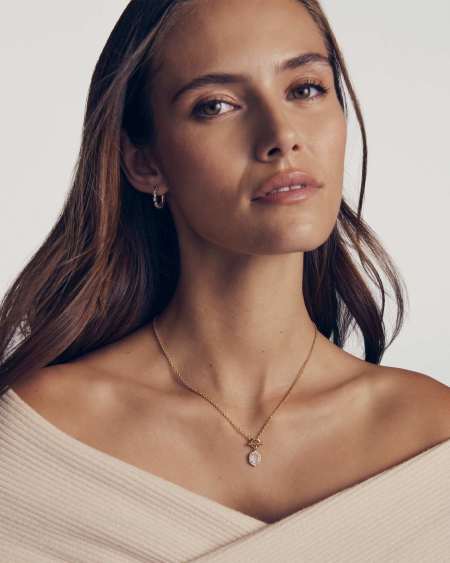 Daphne Crystal Frame Gold Toggle Necklace