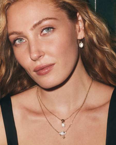 Daphne Crystal Frame Gold Toggle Necklace
