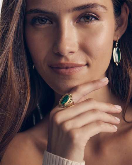 Elyse Stepped Frame Vintage Gold Cocktail Ring