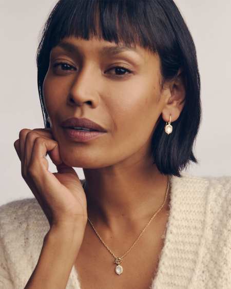 Daphne Crystal Frame Gold Drop Earrings