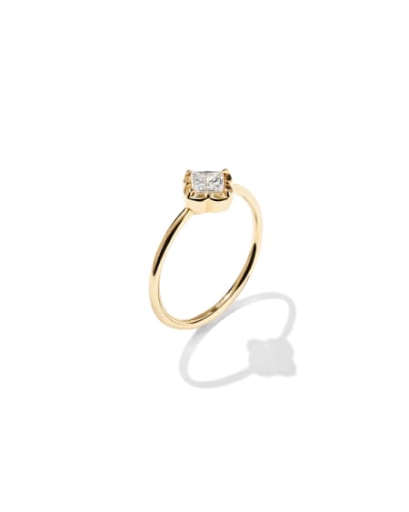 0.45 ct Lab Grown White Diamond Dira Princess 14k Yellow Gold Band Ring
