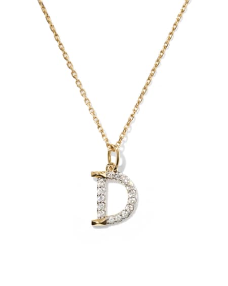 0.12 ct Lab Grown White Diamond Letter D 14k Yellow Gold Pendant Necklace