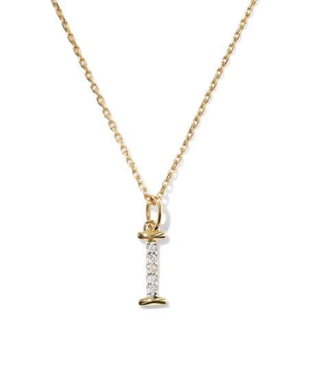 Lab Grown White Diamond Letter I 14k Yellow Gold Pendant Necklace
