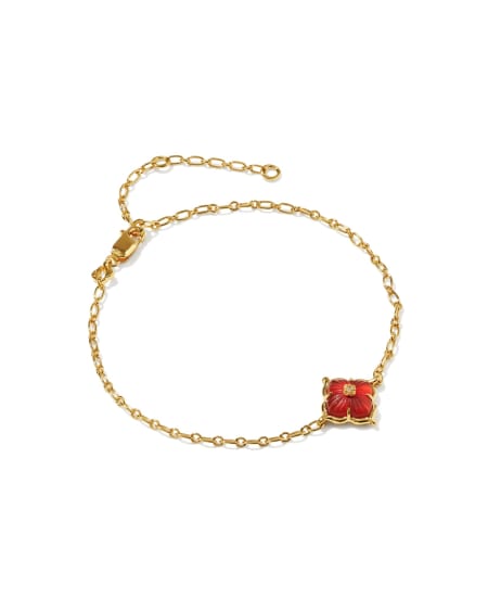 Dira Carved Stone 18k Gold Vermeil Link and Chain Bracelet