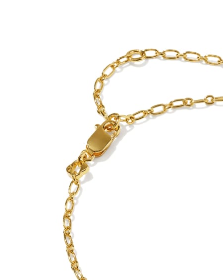Dira Carved Stone 18k Gold Vermeil Link and Chain Bracelet