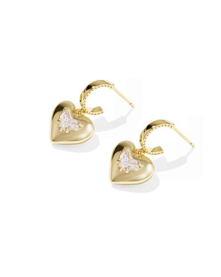 Joanne Gold Heart Huggie Earrings