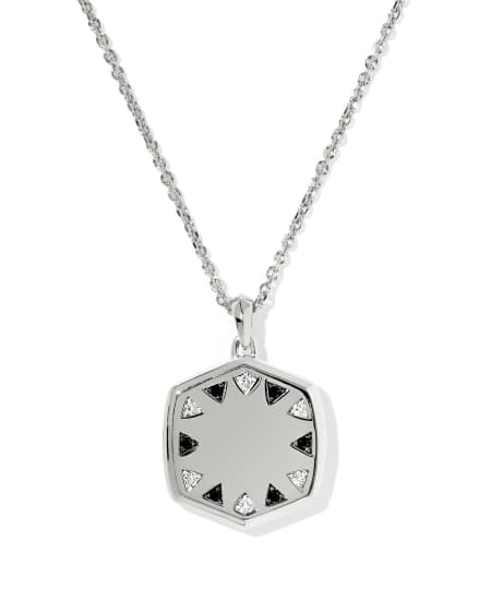 Large Metal Davie Sterling Silver Locket Necklace 