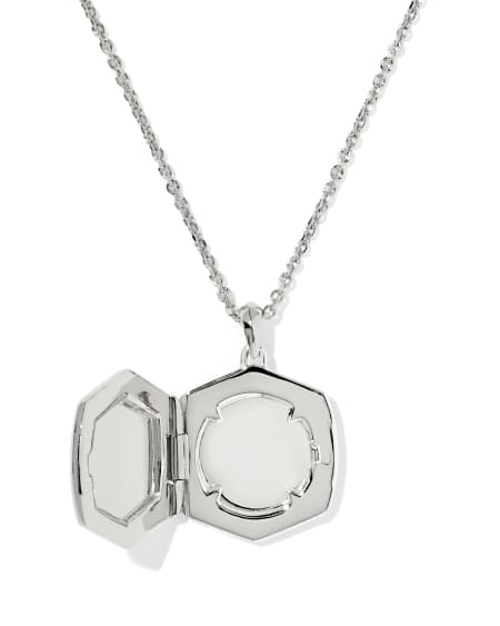 Large Metal Davie Sterling Silver Locket Necklace 