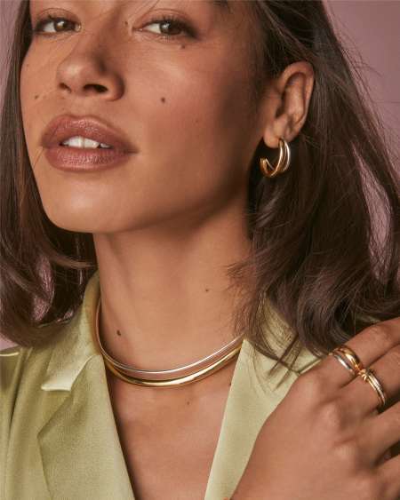 Meg Double Hoop Earrings in Mixed Metal