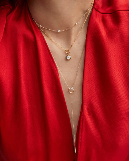 Davie 18k Gold Vermeil Stone Link and Chain Necklace 