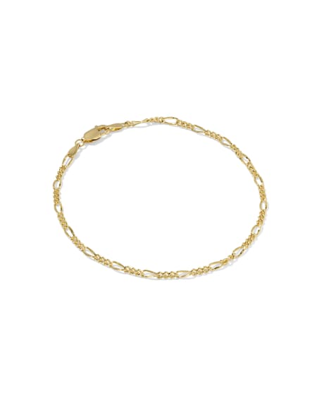 Thin Figaro 18k Gold Vermeil Chain Bracelet
