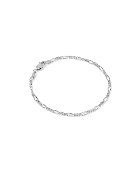 Thin Figaro Oxidized Sterling Silver Chain Bracelet
