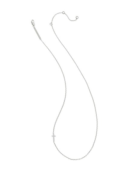 Cross Sterling Silver Inline Pave Necklace in White Topaz