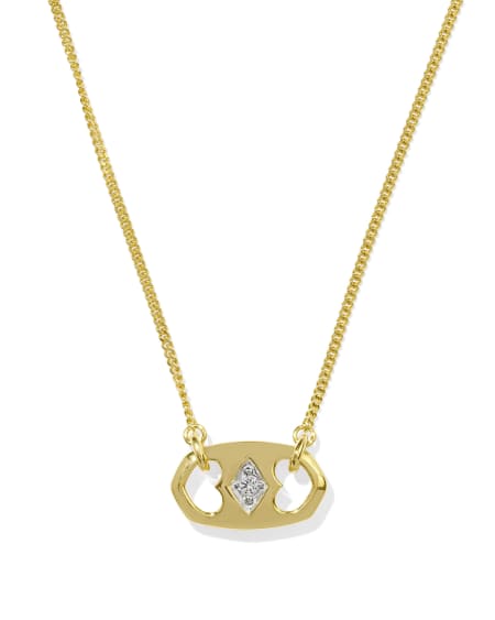 Elisa 18k Gold Vermeil Sparkle Tab Pendant Necklace in White Topaz
