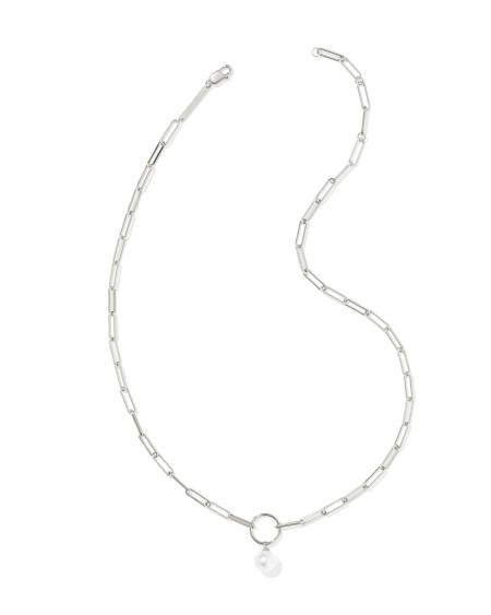 Jessica Sterling Silver Paperclip Necklace in Freshwater Cultured Pearl