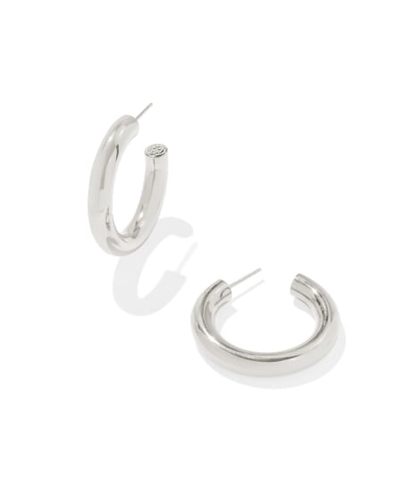 Medium Bold Tube Hoop Earrings in Sterling Silver