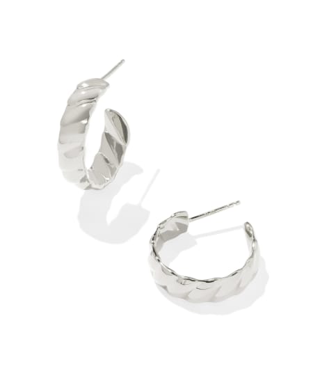 Tyler Wide Small Hoop Earrings in Sterling Silver