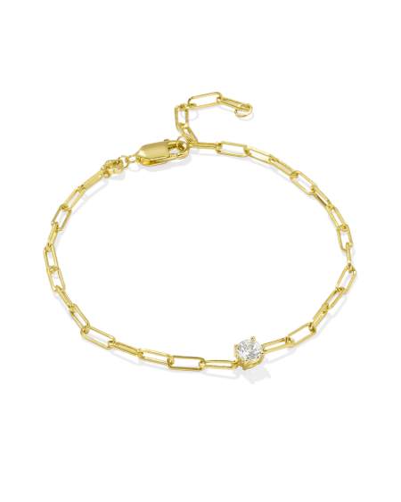 Virginia 18k Gold Vermeil Paperclip Bracelet in White Topaz