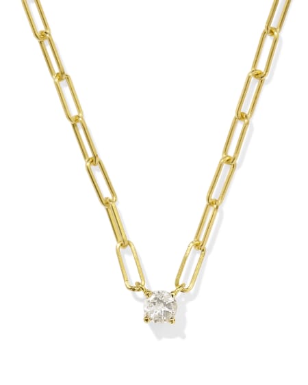 Virginia 18k Gold Vermeil Paperclip Necklace in White Topaz
