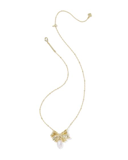 Kendra Scott x LoveShackFancy Pearl Bow Gold Necklace