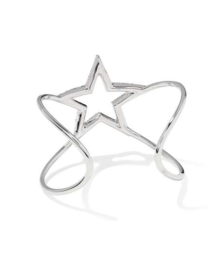 Darcy Silver Cuff Bracelet in Blue Crystal