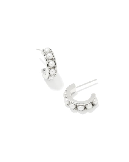 Krista Silver Huggie Earrings in Freshwater Cultured Pearl 