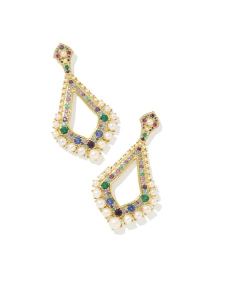 Krista Gold Statement Earrings in Multi Mix