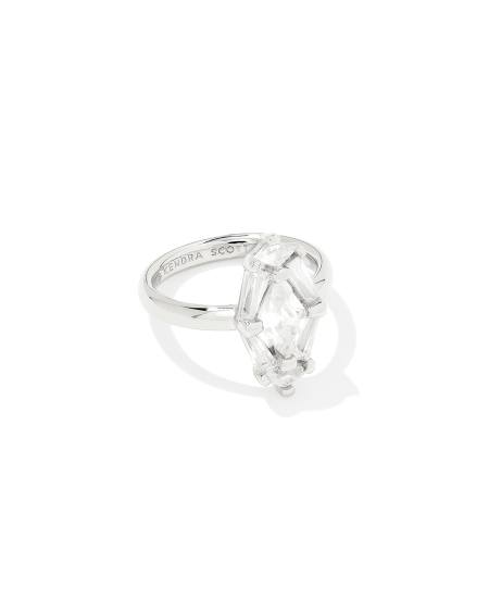 Lindy Rae Elyse Silver Cocktail Ring in White CZ
