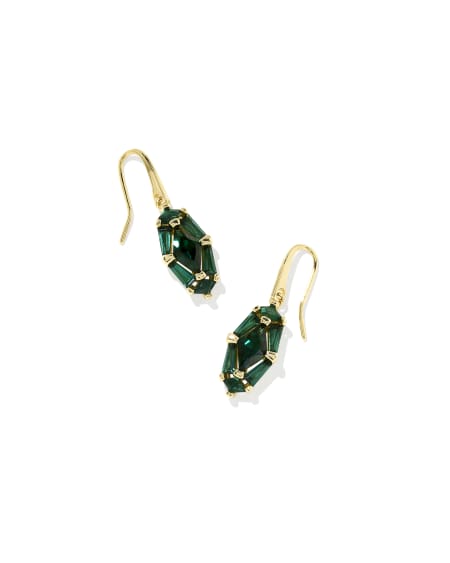 Lindy Rae Lee Gold Drop Earrings in Green Crystal