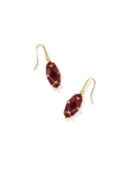 Lindy Rae Lee Gold Drop Earrings in Red Crystal