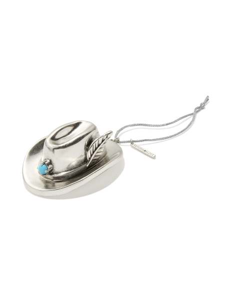 Cowboy Hat Ornament in Vintage Silver