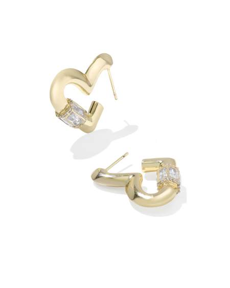 Emery Heart Gold Hoop Earrings