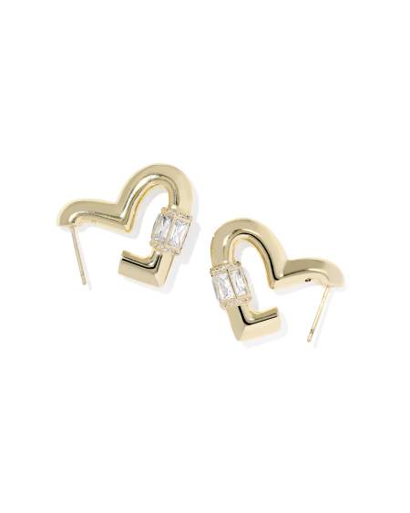 Emery Heart Gold Hoop Earrings