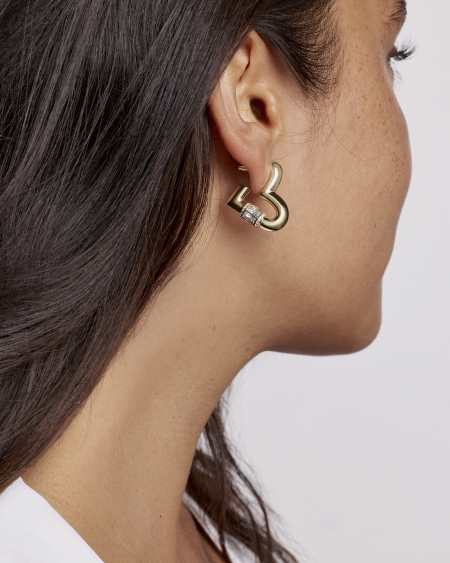 Emery Heart Gold Hoop Earrings