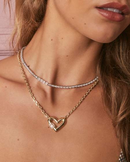 Emery Heart Gold Short Pendant Necklace