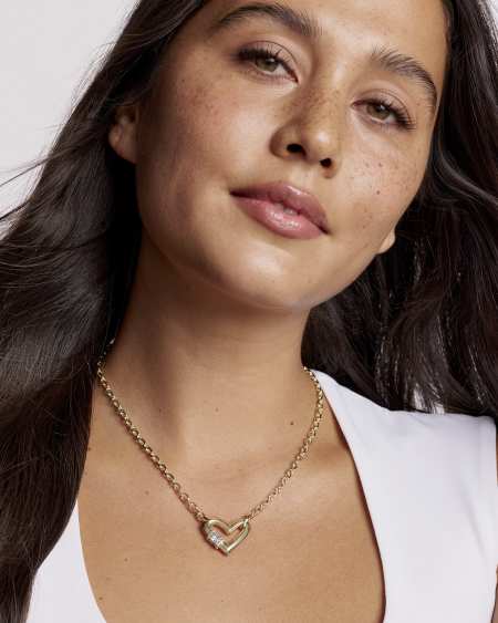 Emery Heart Gold Short Pendant Necklace