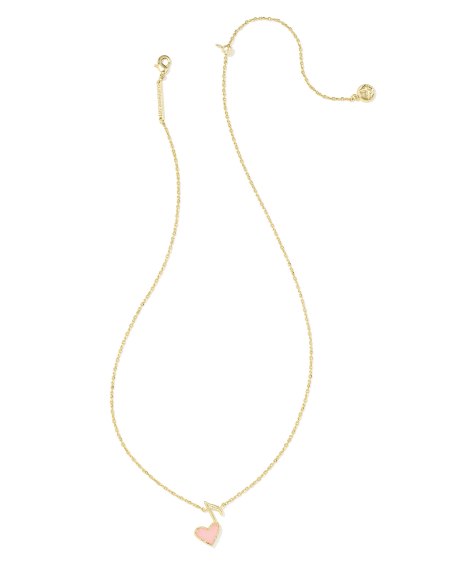 Dolly Parton x Kendra Scott Gold Ari Heart Music Note Short Pendant Necklace in Light Pink Drusy