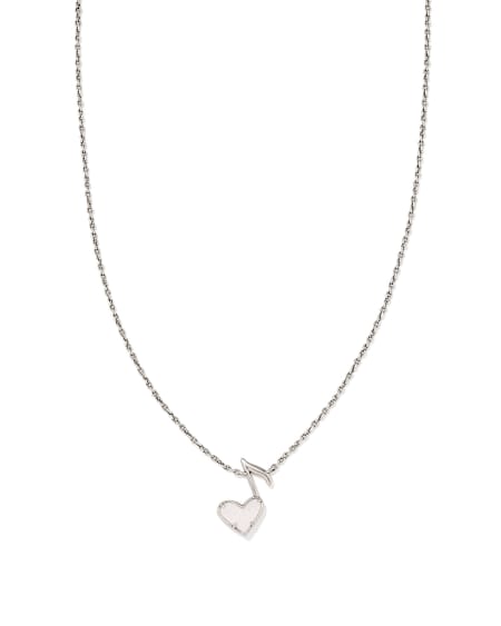 Dolly Parton x Kendra Scott Vintage Silver Ari Heart Music Note Short Pendant Necklace in Iridescent Drusy