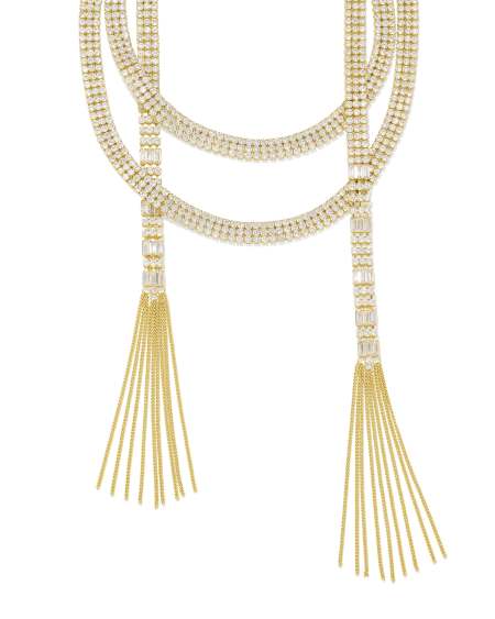 Dolly Parton x Kendra Scott Gold Statement Wrap Necklace in White CZ