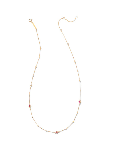 Michelle 14k Yellow Gold Strand Necklace in Ruby