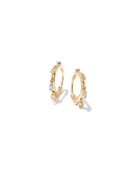 0.14 ct Willow 14k Yellow Gold Huggie Earrings in White Diamond