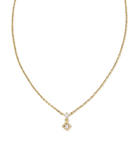 Michelle 14k Yellow Gold Diamond Accent Pendant Necklace in White Diamond