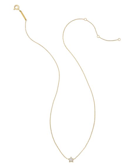 Tiny Star 14k Yellow Gold Pendant Necklace in White Diamond