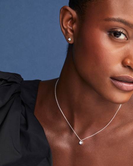 0.16 ct Lab Grown Diamond Davie Star Pendant Necklace in Sterling Silver