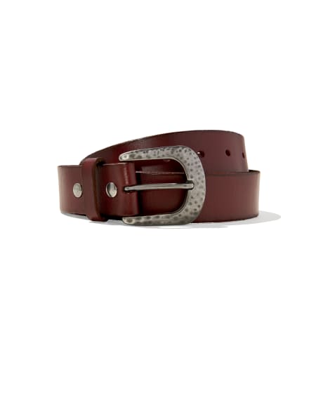 Hammered Buckle Belt in Cognac Leather