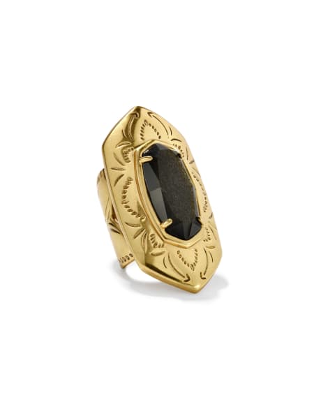 Keziah Vintage Gold Cocktail Ring in Golden Obsidian